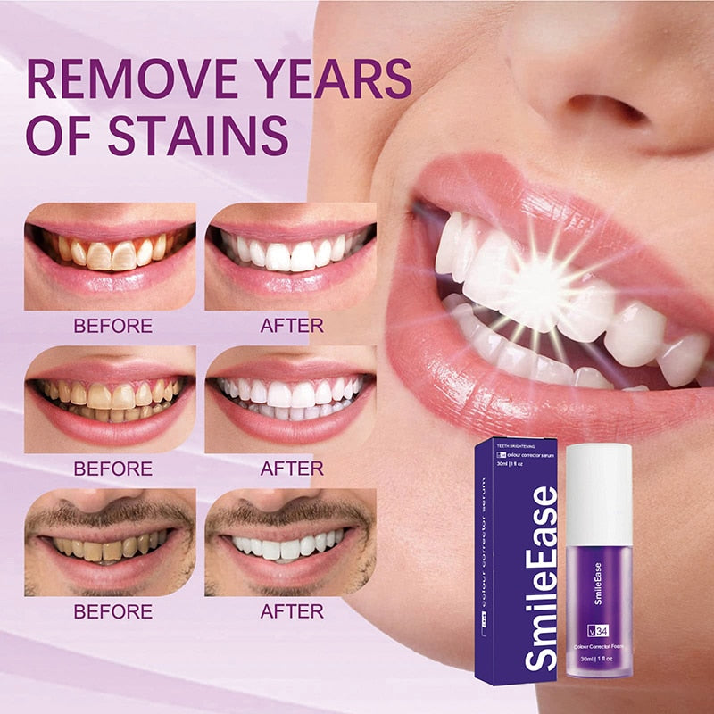 Tooth Cleansing Mousse Purple Toothpaste Refreshes Breath Whitens Teeth Stain Removal Dental Cleansing