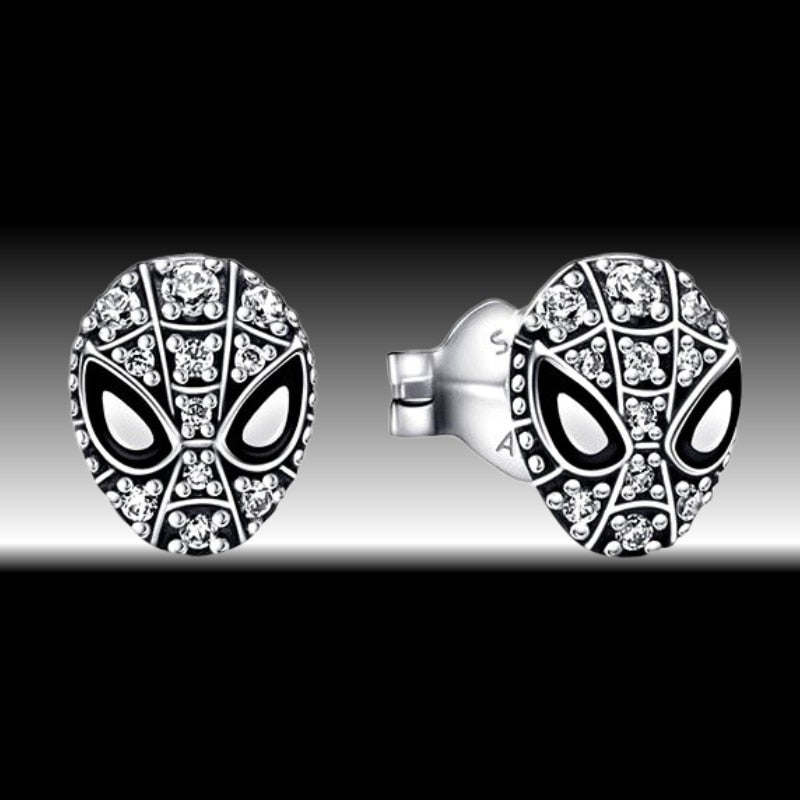 SpiderMan Mask Pave Stud Earrings  Sterling silver Earrings