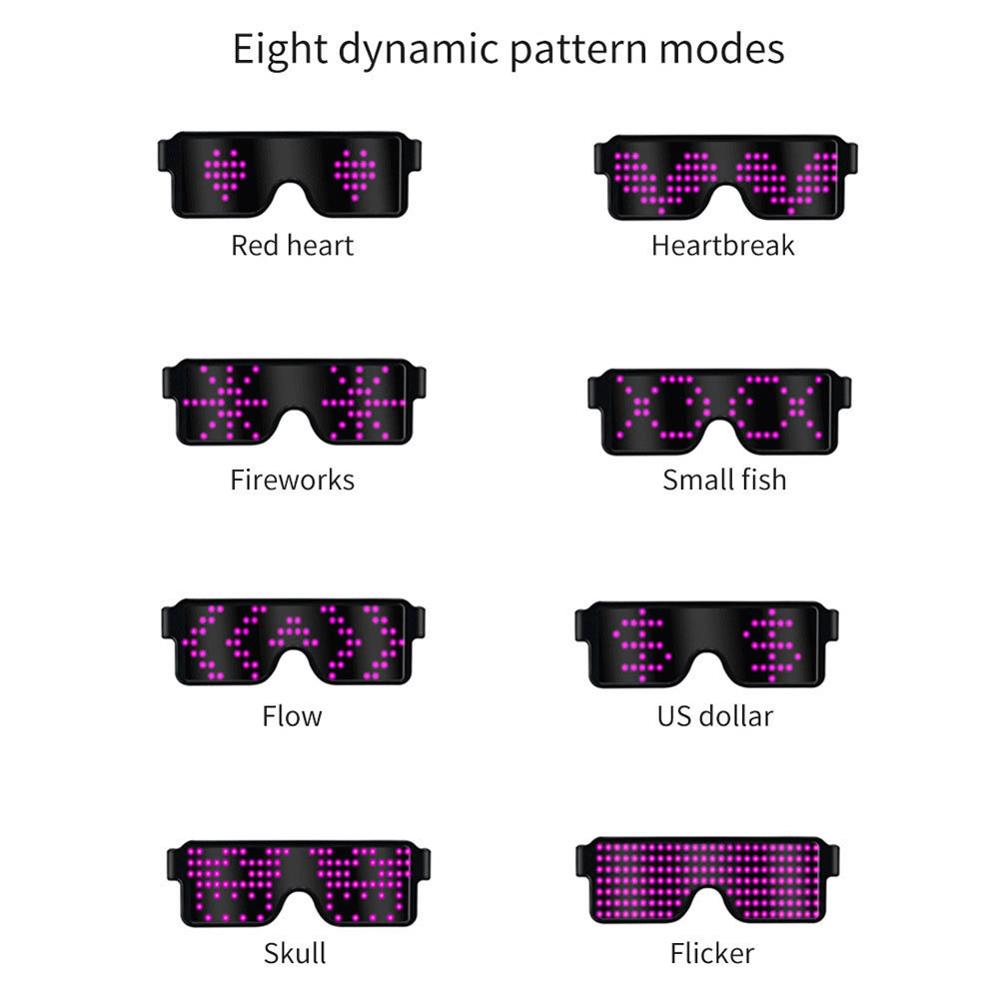 App Control Bluetooth Led Party Glasses Customized Languages USB Charge Flashing  Luminous Eyewear