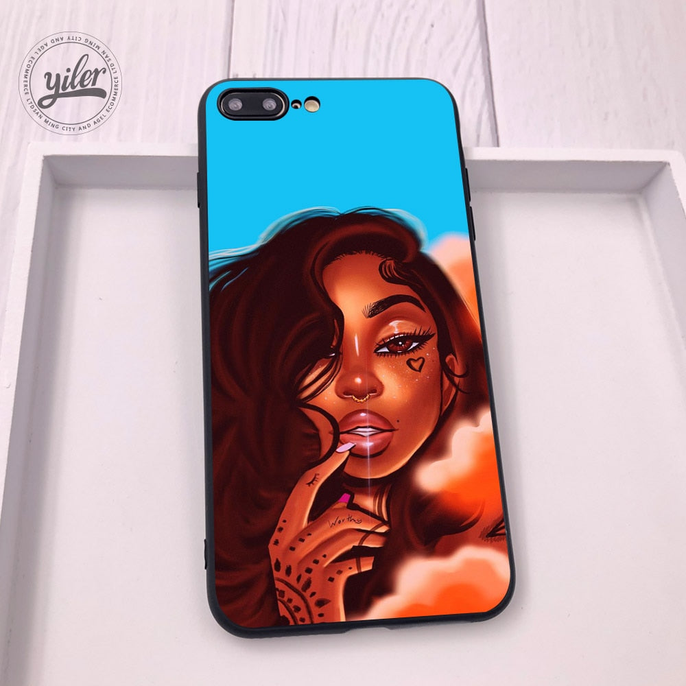 Fashion Black Girl For Case iPhone 11 12 13 14 Pro XS Max Phone Cover Shell for Cases iPhone XS XR 7 8 Plus Case for iPhone SE 2
