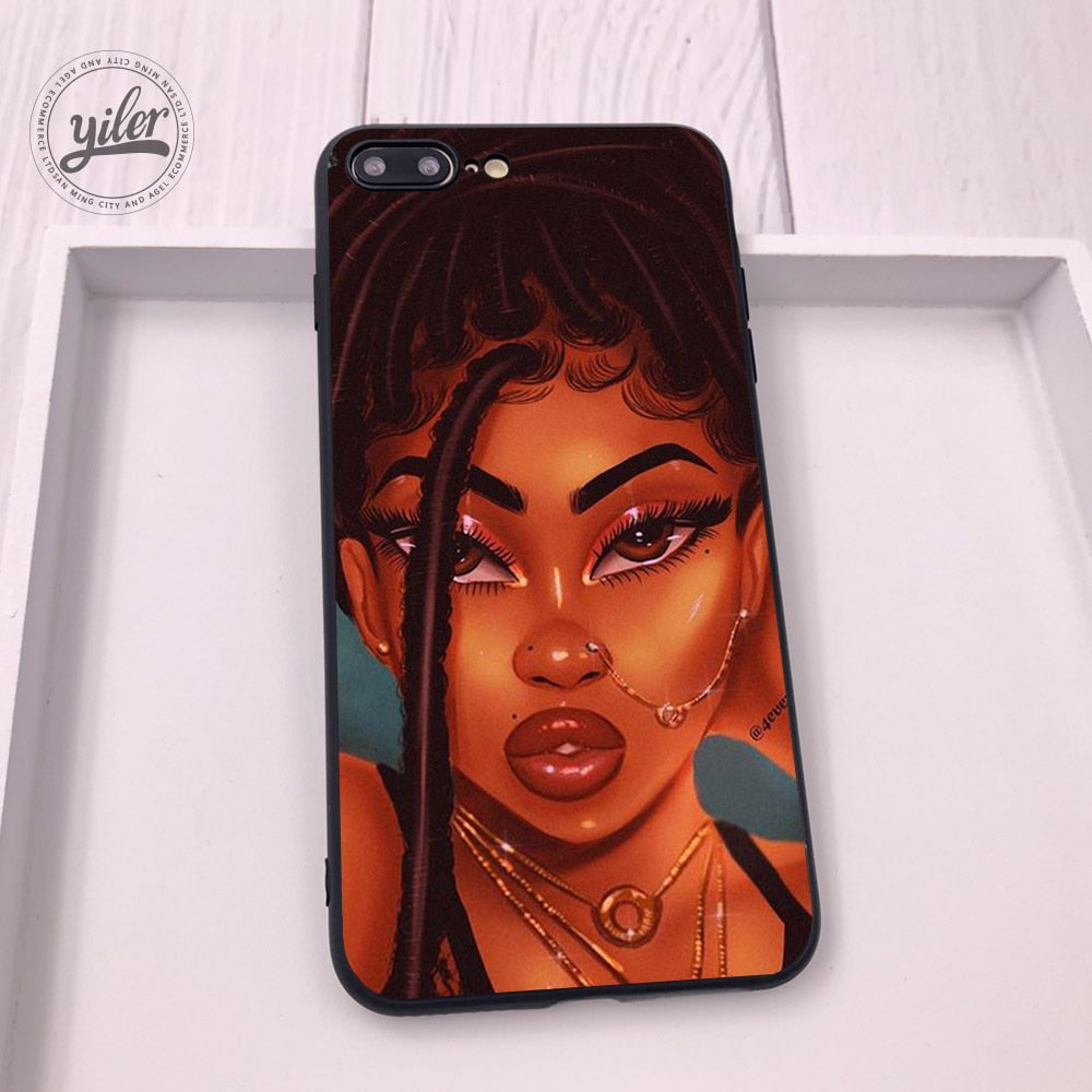 Fashion Black Girl For Case iPhone 11 12 13 14 Pro XS Max Phone Cover Shell for Cases iPhone XS XR 7 8 Plus Case for iPhone SE 2