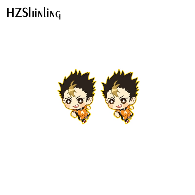 Haikyuu!! Cartoon Anime Volleyball Boys Stud Earrings Resin Epoxy Earrings Jewelry