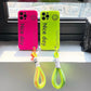 Smiley Fluorescence Lanyard Hand Strap Lanyard Silicone Case For iPhone 13 11 12 14 Pro Max XS XR X 8 7 Plus Soft Cover