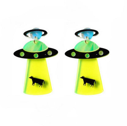 Earrings For Women Alien Fashion Charm Exaggerated Hip Hop Girls Gift Cute Alien UFO Saucerman
