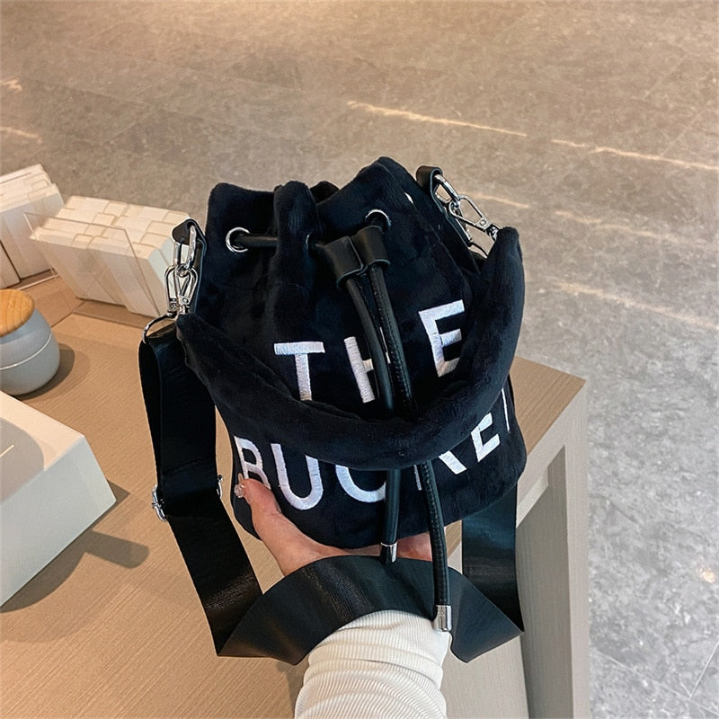 Plush Bucket Bags for Women  New Luxury Designer Handbag