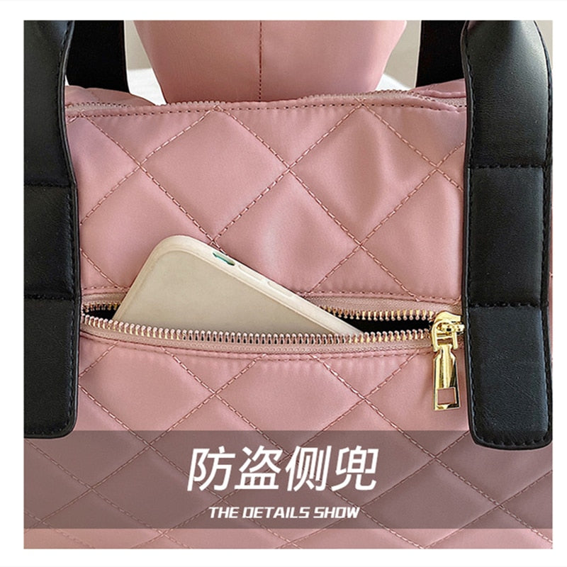 Mouse Doll Canvas Solid Color One-shoulder Diagonal Bag Fashion Trend Large-capacity  Handbag