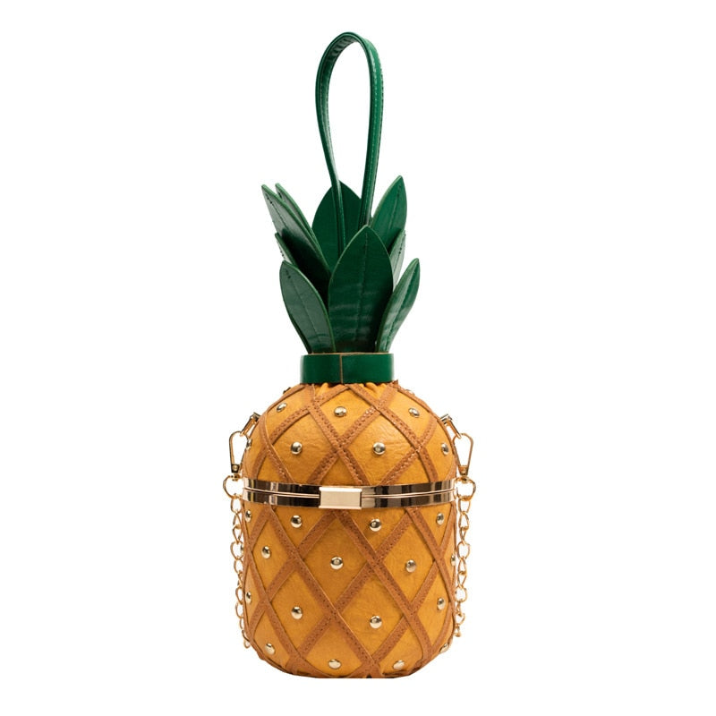Party Bags for Women 2022 Trend Cartoon Cute Pineapple Shape Crossbody Bags Fashion Leather Bucket