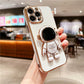 Cute Astronaut Foot Stand Phone Case For iPhone 14 13 Pro 11 Pro X XS XR Xs Max 12 Mini Soft Plating Holder Cover On 6S 7 8 Plus