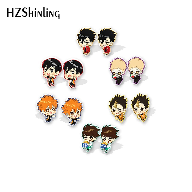 Haikyuu!! Cartoon Anime Volleyball Boys Stud Earrings Resin Epoxy Earrings Jewelry