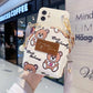 Wallet  cute bear lipstick card bag + lanyard silicone phone case for iphone 14 Pro Max 11 12 13Pro Max