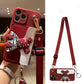 3D Bear Wallet Card Crossbody Lanyards Silicone Phone Case For iPhone