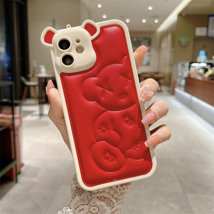Cute Bear Phone Case For iPhone 14 13 12 11 Pro Max 14 Plus Camera Protection Case For iPhone X XS Max XR 8 7 Plus