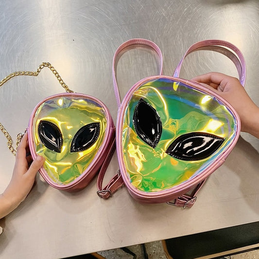 Mini Transparent Backpack Cute Aliens Pattern Waterproof Phone Coin Bag