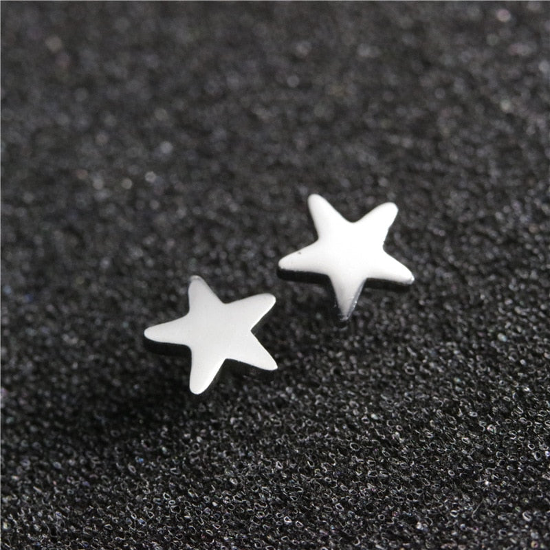 Stainless Steel Earrings  Women Men  Black Star Ghost Spike Stud Earring Best Gift