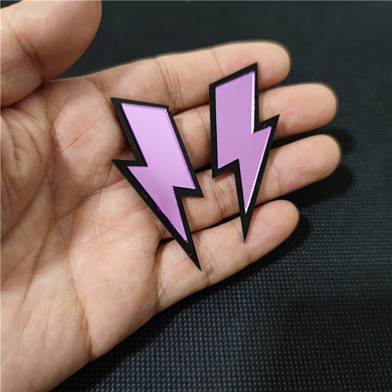 7 Colors  Trendy  Lightning HipHop Rock Stud Earrings for Women Fashion Accessories
