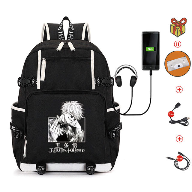 Anime Kaisen Backpack  School Bag Multifunction USB Charging Bag  Travel Laptop