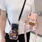 Wallet  cute bear lipstick card bag + lanyard silicone phone case for iphone 14 Pro Max 11 12 13Pro Max