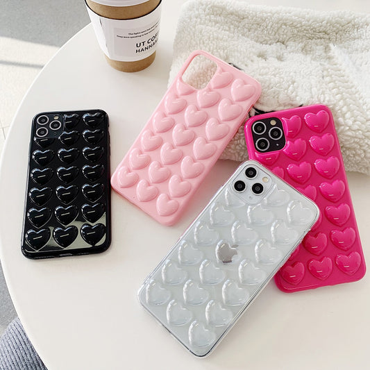 Cartoon 3D Love Heart Candy Color Phone Case for iPhone 13 12 14 11 Pro Max XS Max XR XS 7 14Plus
