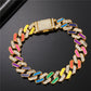 Hip Hop12mm Ice Crystal Rhinestone Colorful Cuban Chain Color Nightclub Tide Brand Rapper Personality Male Bracelet Necklace