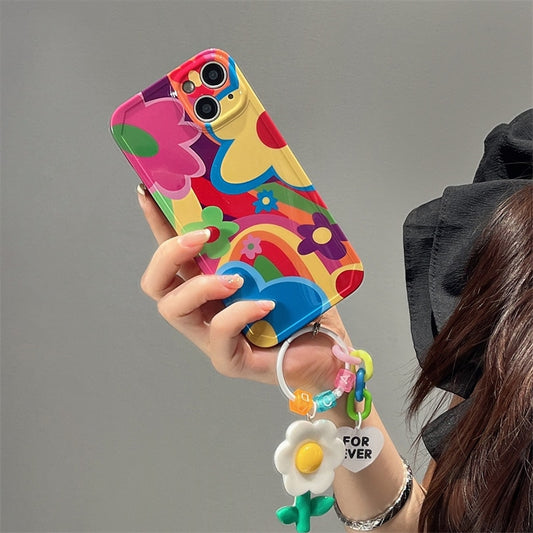 3D Korean Graffiti Flower Keychain Cute Phone Case