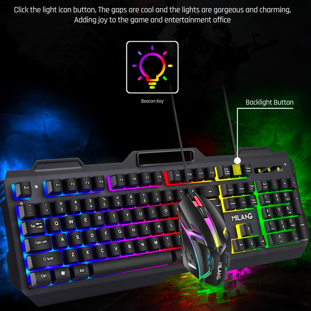 GOGO Wired Gaming Keyboard And Mouse RGB Backlit Keyboard Rubber PC Keycaps Keyboard Mouse Gamer Gaming Mouse