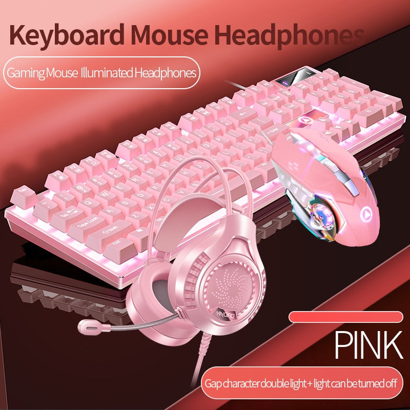 Gaming Keyboard Mouse Headphone Set Wired Backlight Game 104 Keys Keyboards 3600DPI Mice USD 3.5mm Headset Combos for PC Gamer